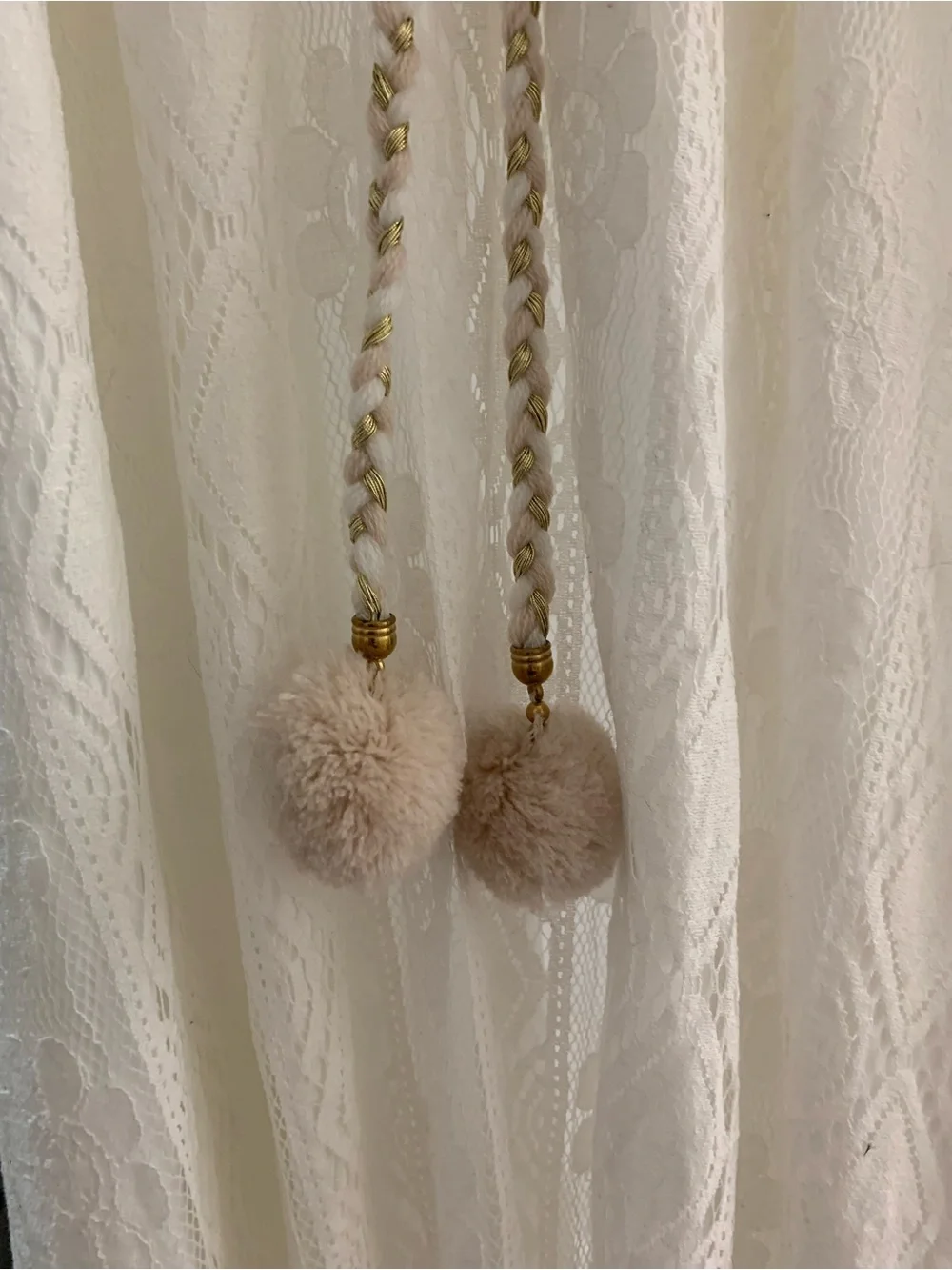 Cupshe Ivory Lace Maxi Dress with Tassel Pom Accents - Picture 4 of 5